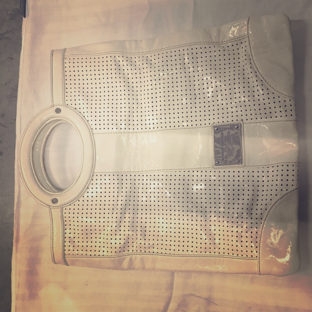 Tommy Hilfiger White Perforated Tote
